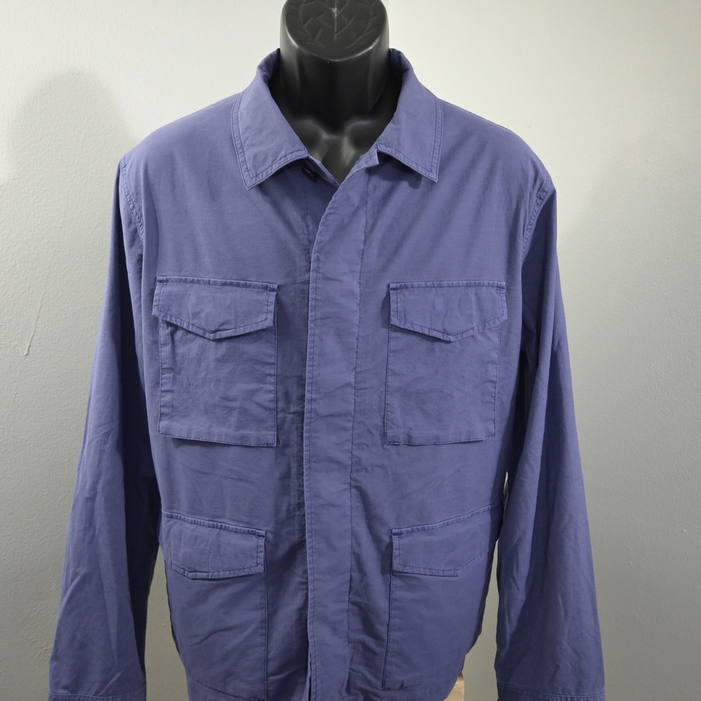 Peter Millar Summer Safari Field Jacket Men Large Blue Stretch Lightweight Chore